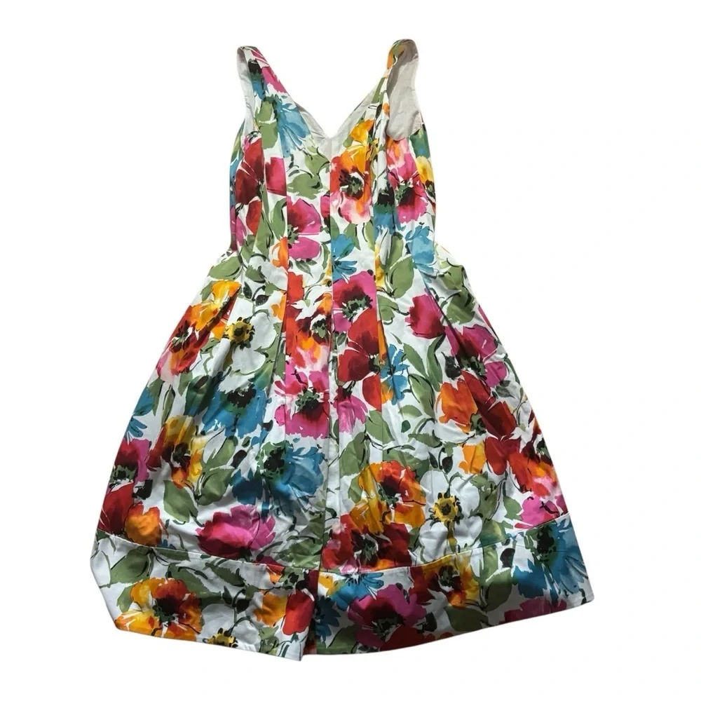 Lauren Ralph Lauren Floral Dress Womens Size 10 Knee Length White Colorful